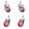 Service Caster 4 Inch Red Polyurethane Wheel Swivel 1/2 Inch Threaded Stem Caster Brakes, 2PK SCC-TS20S414-PPUB-RED-TLB-121315-2S2 - alternate 1